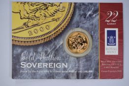 QEII 2000 gold full sovereign, bullion grade, in presentation pack