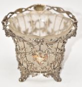 Victorian hallmarked silver basket with oak leaf and acorn decoration, swing handle and frosted