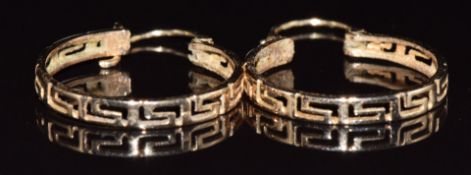 A pair of 14k gold Greek key design earrings, 2.8g