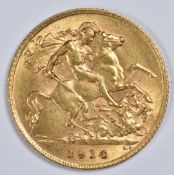 1914 George V gold half sovereign