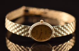 Tissot Saphir 9ct gold ladies wristwatch with gold hands and hour markers, gold dial and quartz