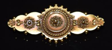 Victorian 15ct gold brooch with rope twist and sphere decoration, Chester 1896, 3.1g