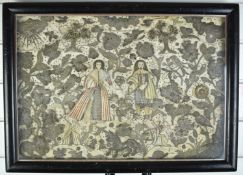 Early 17thC stumpwork and embroidery of the marriage of Charles I and Henrietta Maria (Queen