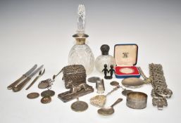 Chinese or similar silver belt, hallmarked silver compact, diameter 6.5cm, hallmarked silver