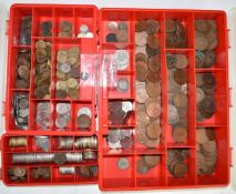 A large collection of UK coinage in plastic sectioned collector's trays, young Victoria onwards,