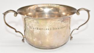 George V hallmarked silver twin handled sugar bowl, London 1918, maker Josiah Williams & Co, width