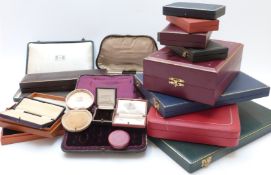 A collection of jewellery and silver boxes / presentation boxes including Carrington and Co, CC