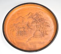 Japanese carved wooden bowl, diameter 36cm