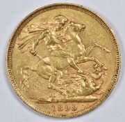 1899 Queen Victoria veiled head gold full sovereign