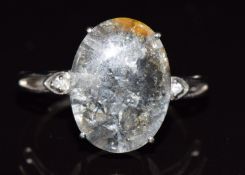 A 9ct white gold ring set with quartz with pyrite inclusions, 4.4g, size S