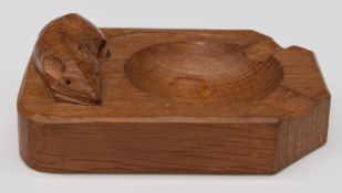 Robert 'Mouseman' Thompson adzed oak pin or ashtray, length 10cm