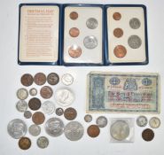 A small collection of UK coinage to include George III 1820 'bull head' shilling, Edward VII 1910