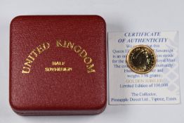 2002 QEII fourth head gold half sovereign, shield reverse, in case
