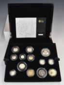 Royal Mint 2013 UK Silver Proof Coin Set comprising thirteen coins, in fitted case with