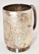 Victorian or Edward VII hallmarked silver christening tankard, London 1901, maker Josiah