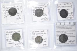 Roman Imperial, Constantine, six AE3 coins, Campgate reverse, high grades