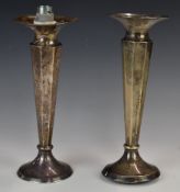 Edward VII pair of hallmarked silver octagonal vases, Sheffield 1906, maker George Wish & Co Ltd,