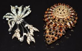 Christian Dior brooch marked '19 Chr. Dior 66 Germany' and another Christian Dior brooch by