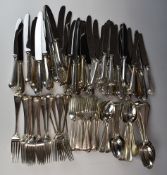 Victorian eighteen place setting of Old English pattern hallmarked silver cutlery comprising 18 each