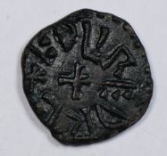 Saxon Aethelred 885-890, Northumberland bronze styra moneyer Wulfred, VF