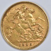 1905 Edward VII gold half sovereign