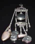 Art Deco hallmarked silver and silver plated chatelaine, including Sampson Mordan & Co Victorian