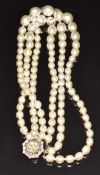Miriam Haskell three strand faux pearl necklace