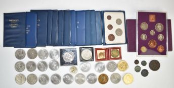 A collection of modern crowns, 1960 onwards, together with first decimal sets, a 1970 set, Roman and