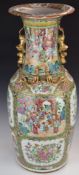 19th/20thC Chinese famille rose floor vase, the body divided into eight separately decorated panels,
