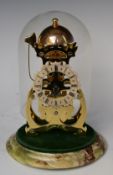 Thwaites & Reed limited edition (257/1000) skeleton clock striking on a bell, under glass dome,