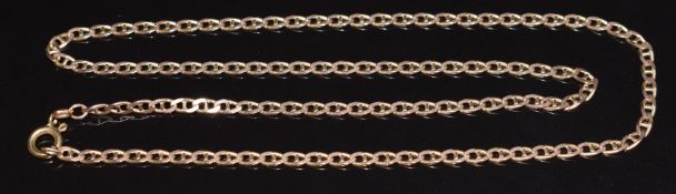 A 9ct rose gold necklace made up of mariners links, 6.8g, 49cm long