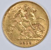 1913 George V gold half sovereign