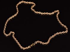A 9ct gold rope twist necklace/chain, 57cm long, 16.1g
