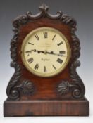 Jonathan Carr, Deptford 19thC rosewood cased mantel or bracket clock with twin fusee movement,