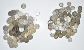 Approximately 273.6g of silver threepences with a few sixpences, Victoria onwards examples