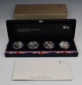 Royal Mint The Queen's Portrait collection £5 silver proof four-coin set, in fitted case with