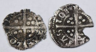 Edward I 1272-1307 hammered silver farthing, together with an Edward II example, both London mints
