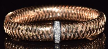 Roberto Coin 18ct bi-coloured gold bangle set with diamonds and a ruby, in original box, 26.9g