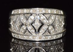 A 9ct white gold ring set with diamonds, 6.1g, size T