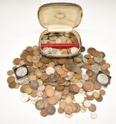 A quantity of sundry UK and overseas coinage including some modern Royal commemorative crowns
