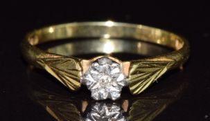 An 18ct gold ring set with a diamond in a platinum illusion setting, 2.2g, size O