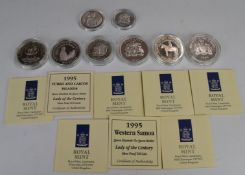 Eight Victorian silver proof coins to include 1994 Barbados five dollars and one dollar, New Zealand