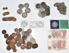 A quantity of UK coinage young Victoria onwards, includes four Jubilee crowns 1889, 1890 and two