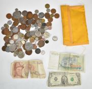 Sundry UK and overseas coinage, includes modern crowns etc, in a Los Angeles 1984 Olympiad wallet