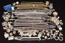 Three silver charm bracelets with 25 charms including horses, woodpecker, telephone box, just