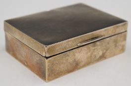 George VI hallmarked silver cigarette box with Art Deco style engine turned lid, Birmingham 1942,