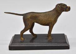Bronze study of a dog, on black marble plinth, length 12.5cm