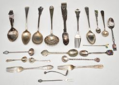 Hallmarked silver, 800 and sterling silver cutlery to include fiddle thread and shell pattern