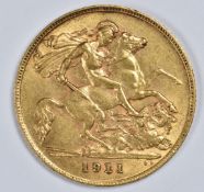 1911 George V gold half sovereign