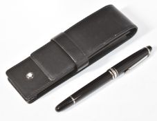 Montblanc Meisterstuck ballpoint pen with black body and chrome fittings, in original pouch